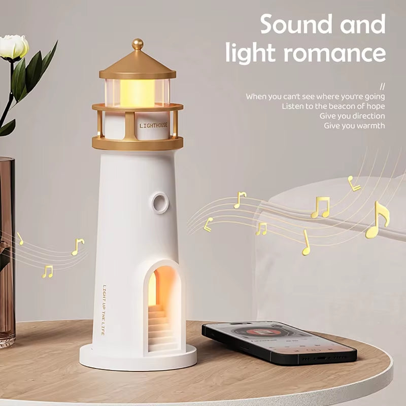 Moon Projection Night Lights Remote Control Lighthouse Ambient Light Bluetooth Music Motion Sensor Creative Desktop Decor Gifts