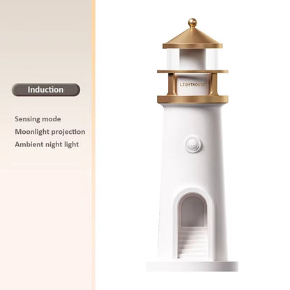 Moon Projection Night Lights Remote Control Lighthouse Ambient Light Bluetooth Music Motion Sensor Creative Desktop Decor Gifts