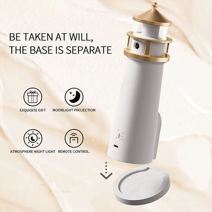 Moon Projection Night Lights Remote Control Lighthouse Ambient Light Bluetooth Music Motion Sensor Creative Desktop Decor Gifts