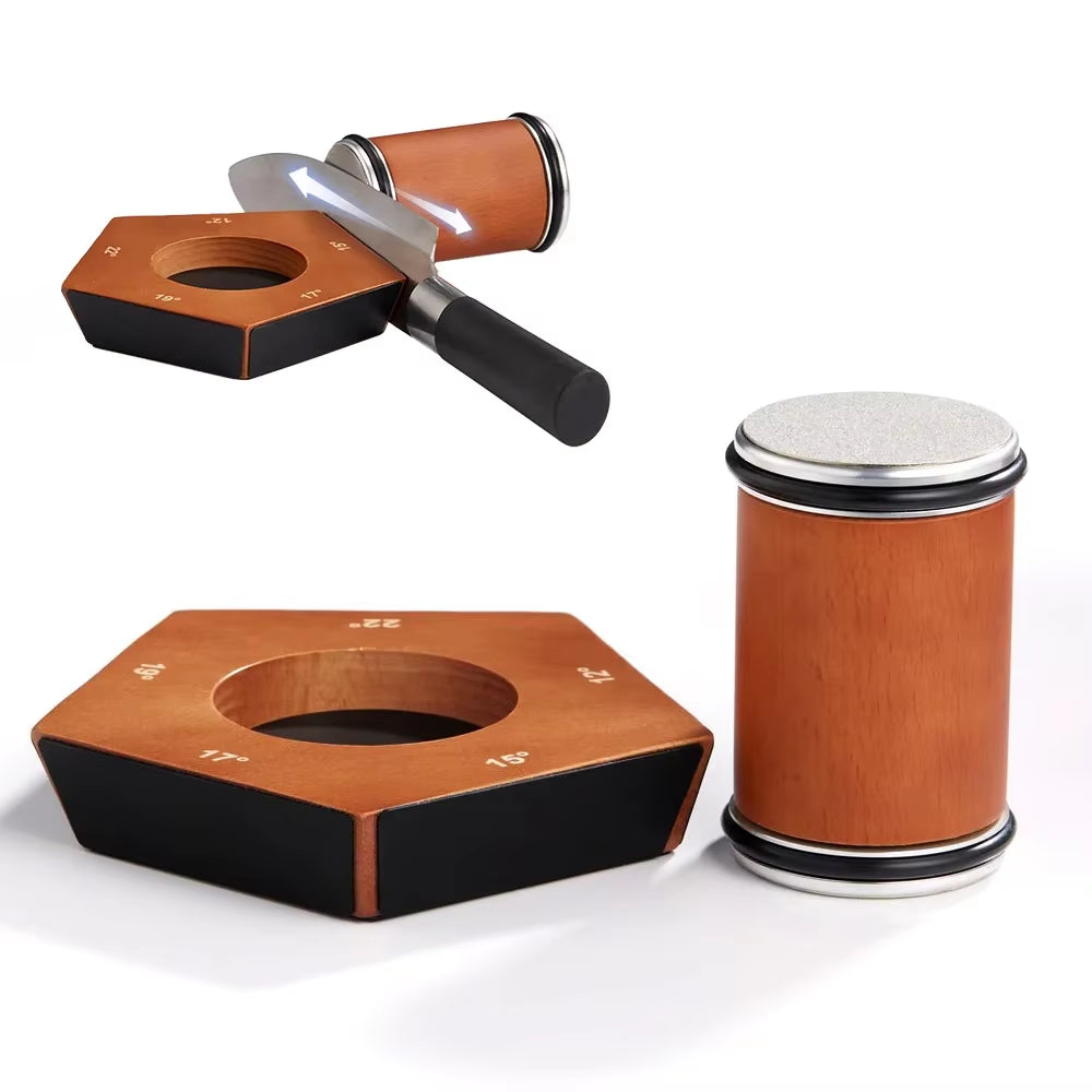 Knife Sharpener Tool Rolling Knife Sharpeners Stone Disc 5 Sharpening Angles Grind Magnetic Knife Holder Kitchen Tool